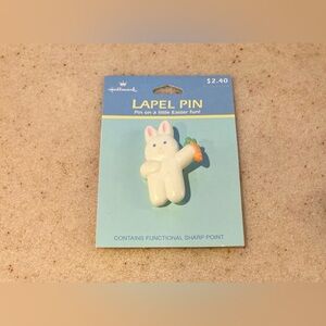 Hallmark White Bunny Pin with Orange Carrot Accent
